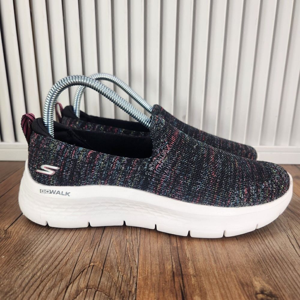 Skechers Go Walk Flex Vivid Energy Womens Sz 6.5 Black Colorful Air Cooled Shoes